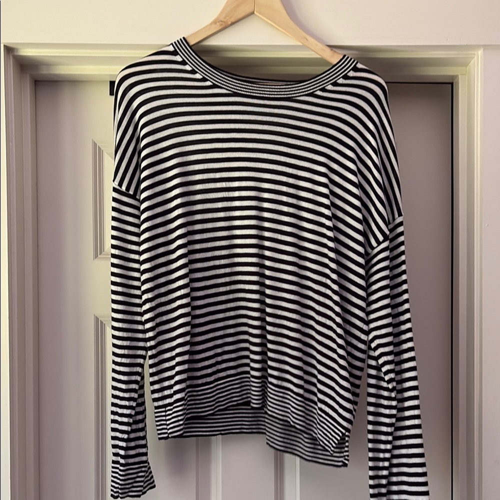 Madewell Black and White Striped Long Sleeve Tee